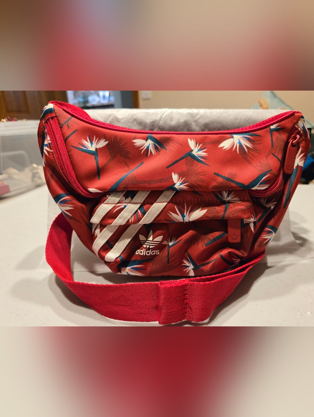 Adidas Women’s Red Floral Waist Bag Collab With Designer Thebe Magugu